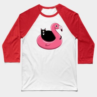 Kitty on a Flamingo Floatie Baseball T-Shirt